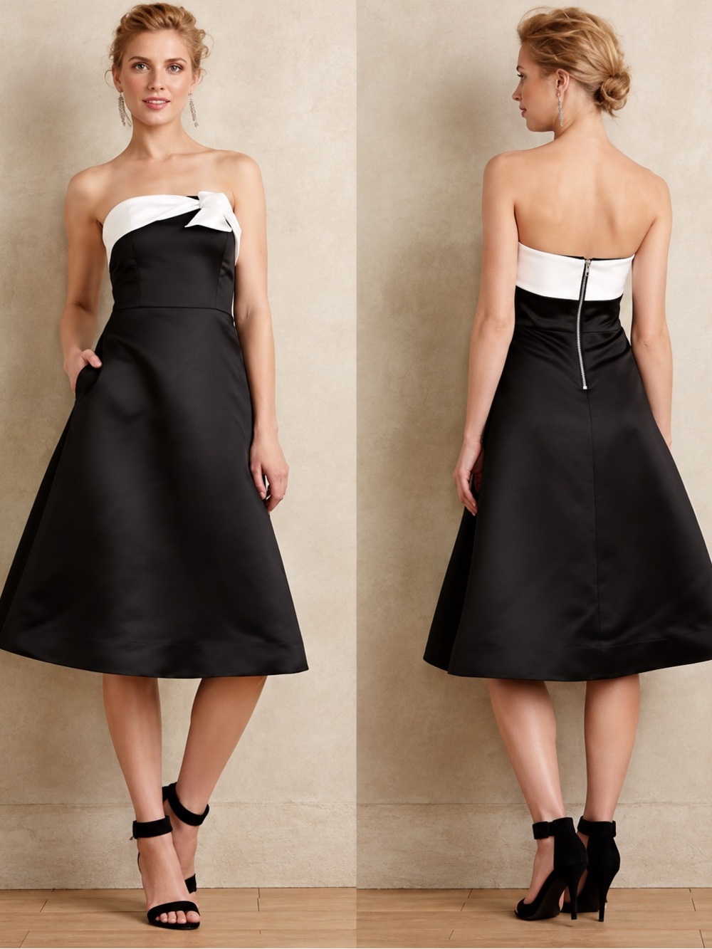 Anthropologie Erin Fetherston Tuxedo Midi Formal Dress Size 4